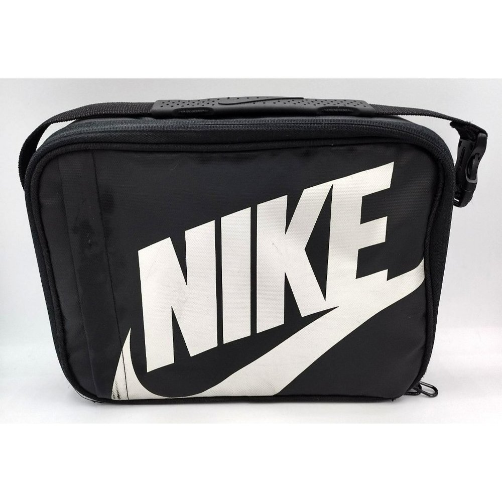 Nike Hard Plastic Liner Insulated Lunchbox w/ Handle Zippers 10 Inch Holds Food